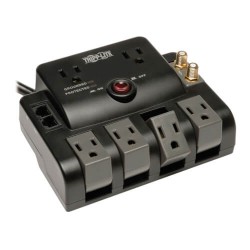 TLP606RNET Protect It! Surge Protector with 6 Outlets (2-fixed, 4-rotatable), 6-ft. Cord, 1440 Joules, Tel/Modem/Coax Protection