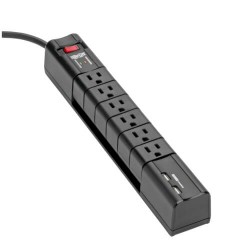 TLP608RUSBB Protect It! Surge Protector with 6 Rotatable Outlets, 8-ft. Cord, 1080 Joules, 2xUSB Charging ports (3.4A)
