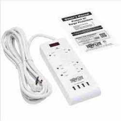 TLP64USBRA15 6-Outlet Surge Protector with 4 USB Ports (4.2A Shared) - 15 ft. Cord, 5-15P Plug, 900 Joules, White