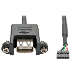 U024-001-5P-PM USB 2.0 Panel Mount Cable, 5-Pin Motherboard IDC to USB Type-A (F/F), 1 ft.