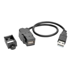U024-001-KPA-BK USB 2.0 All-in-One Keystone/Panel Mount Extension Cable (M/F), Angled Connector, 1 ft.