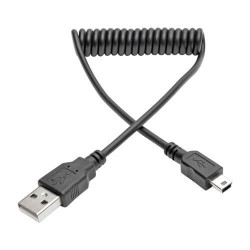 U030-003-COIL USB 2.0 A to Mini-B Coiled Cable (M/M), 3 ft.