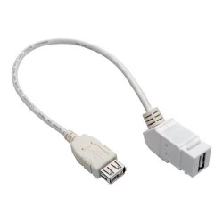 U060-001-KPA-WH USB 2.0 All-in-One Keystone/Panel Mount Coupler Cable (F/F), Angled Connector, White, 1 ft.