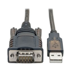 U209-005-COM RS232 to USB Adapter Cable with COM Retention (USB-A to DB9 M/M), FTDI, 5 ft.
