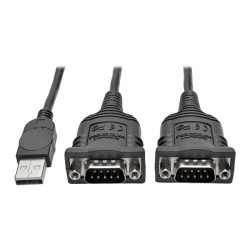 U209-006-2 2-Port USB to DB9 Serial FTDI Adapter Cable with COM Retention (M/M), 6 ft.
