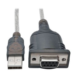 U209-18N-NULL USB to Null Modem Serial FTDI Adapter Cable with COM Retention (USB-A to DB9 M/F), 18 in.