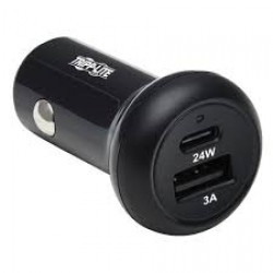 U280-C02-39W-1B Dual-Port USB Car Charger with 39W Charging - USB-C (27W) PD 3.0, USB-A (12W), Black