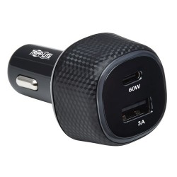 U280-C02-63W-1B Dual-Port USB Car Charger, 63W Max - USB-C PD 3.0 Up to 60W, USB-A QC 3.0 Up to 18W