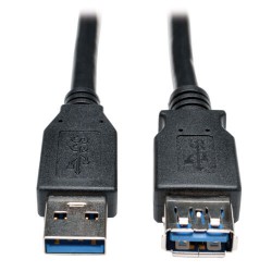 U324-003-BK USB 3.0 SuperSpeed Extension Cable - USB-A to USB-A, M/F, Black, 3 ft. (0.9 m)