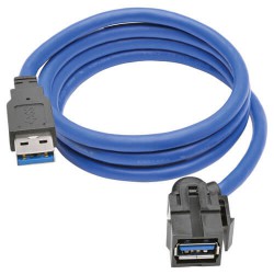 U324-003-KJ USB 3.0 SuperSpeed Keystone Jack Type-A Extension Cable (M/F), 3 ft.
