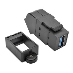 U325-000-KPA-BK USB 3.0 All-in-One Keystone/Panel Mount Angled Coupler (F/F), Black
