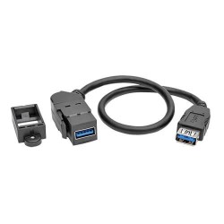 U325-001-KPA-BK USB 3.0 All-in-One Keystone/Panel Mount Coupler Cable (F/F), Angled Connector, Black, 1 ft.