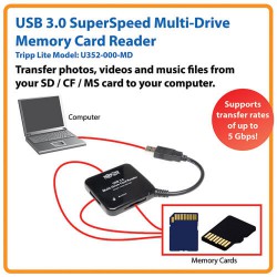 U352-000-MD USB 3.0 SuperSpeed Multi Drive Smart Card Flash Memory Media Reader/Writer