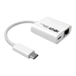 U436-06N-G-C USB 3.1 Gen 1 USB-C to Gigabit Ethernet NIC Network Adapter with USB-C Charging Port, 10/100/1000 Mbps, Thunderbolt™ 3 Compatible, White