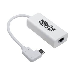 U436-06N-GBW-RA USB 3.1 Gen 1 Right-Angle USB-C to Gigabit Ethernet Network Adapter - 10/100/1000 Mbps, Thunderbolt™ 3 Compatible, White