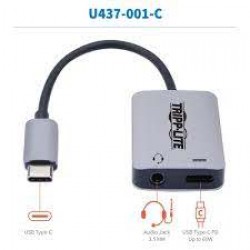 U437-001-C USB-C to 3.5 mm Stereo Audio Adapter - USB 3.1 Gen 1 (5 Gbps), PD 3.0, Silver