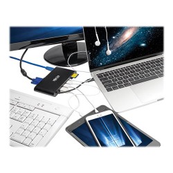 U442-DOCK1-B USB-C Laptop Docking Station with mDP, HDMI, VGA, GbE, 4K @ 30Hz, Thunderbolt 3 - USB-A, PD Charging, Black