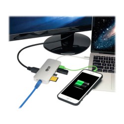 U442-DOCK11-S USB-C Docking Station, 4K @ 30 Hz, HDMI, Thunderbolt 3, USB-A Hub, PD Charging, SD/Micro SD, GbE - Silver