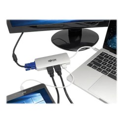 U442-DOCK12-S USB-C Docking Station, (x2) HDMI + VGA, Thunderbolt 3, USB-A, PD Charging – 1080p @ 60 Hz, Silver