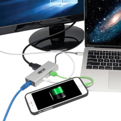 U442-DOCK13-S USB-C Docking Station, 4K @ 30 Hz, HDMI, Thunderbolt 3, USB Hub, Gb Ethernet – Silver