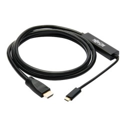 U444-006-H4K6BM USB-C to HDMI Adapter Cable (M/M) - 3.1, Gen 1, Thunderbolt 3, 4K @ 60 Hz, Converter in Middle of Cable, Black, 6 ft.