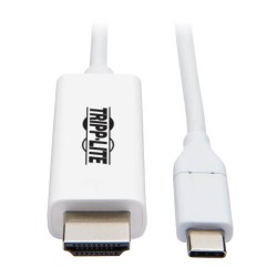 U444-006-H4K6WE USB-C to HDMI Adapter Cable (M/M) - 3.1, Gen 1, Thunderbolt 3, 4K @ 60 Hz, Converter on HDMI End, White, 6 ft.