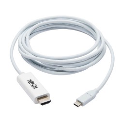 U444-009-H4K6WE USB-C to HDMI Adapter Cable (M/M) - 3.1, Gen 1, Thunderbolt 3, 4K @ 60 Hz, Converter on HDMI End, White, 9 ft.