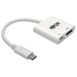 U444-06N-DP8WC USB-C to DisplayPort Adapter Cable (M/F) with Equalizer, 8K UHD, HDR, 60W PD Charging, White, 6 in.