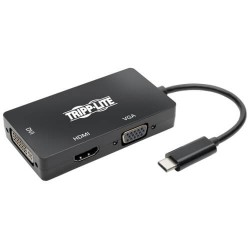 U444-06N-HDV4KB USB-C Multiport Adapter – HDMI/DVI/VGA, Thunderbolt 3, Ultra HD 4K @ 30 Hz, Black