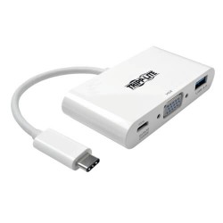 U444-06N-VU-C USB 3.1 Gen 1 USB-C to VGA Adapter with USB-A and USB-C PD Charging Ports, Thunderbolt 3 Compatible, 1080p