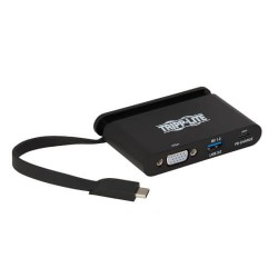 U444-T6N-VUBC USB 3.1 Gen 1 USB-C Adapter with PD Charging - 100W, Self-Storage Cable, VGA & USB-A Hub Port, 1080p, Black