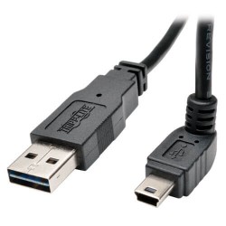 UR030-003-DNB Universal Reversible USB 2.0 Converter Adapter Cable (Reversible A to Down-angle 5Pin Mini B M/M), 3-ft.