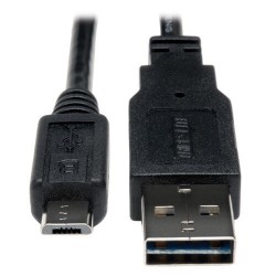 UR050-001 Universal Reversible USB 2.0 Cable (Reversible A to 5Pin Micro B M/M), 1-ft.