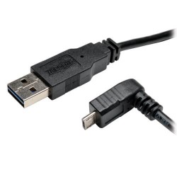 UR050-003-DNB Universal Reversible USB 2.0 Cable (Reversible A to Down-Angle 5Pin Micro B M/M), 3-ft.