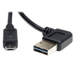 UR050-003-RA Universal Reversible USB 2.0 Cable (Reversible Right / Left Angle A to Micro-B M/M), 3-ft.