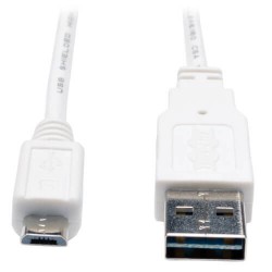 UR050-003-WH Universal Reversible USB 2.0 Cable (Reversible A to 5Pin Micro B M/M) White, 3-ft.