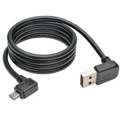 UR05C-003-UARB Dedicated Reversible USB Charging Cable (Up / Down Angle Reversible A to Right Angle 5-Pin Micro B) Black, 3-ft.