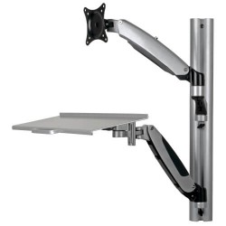 WWSS1327RWTC Single-Display Sit-Stand Wall-Mount Workstation with Thin-Client Mount