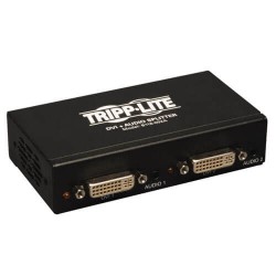 B116-002A 2-Port DVI Splitter with Audio and Signal Booster, Single-Link 1920x1200 at 60Hz/1080p (DVI F/2xF), TAA