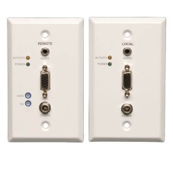 B130-101A-WP-2 VGA with Audio over Cat5/Cat6 Extender Kit, Wallplate Transmitter & Receiver with EDID, 1920 x 1