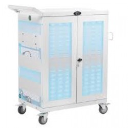 CSC32ACWHG Multi-Device UV Charging Cart, Hospital-Grade, 32 AC Outlets, Laptops, Chromebooks, Antimicrobial, White