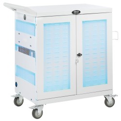 CSC32USBWHG Multi-Device UV Charging Cart, Hospital-Grade, 32 USB Ports, iPad and Android Tablets, Antimicrobial, W