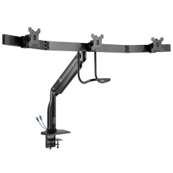 DMPDT1732AM - Safe-IT Precision-Placement Triple-Display Desk Clamp with Antimicrobial Tape for 17â€ to 32â??