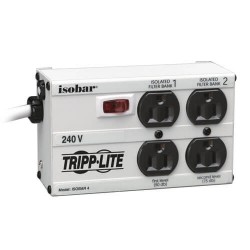 ISOBAR4/220 Isobar 4-Outlet 230V Surge Protector, 6 ft. (1.8 m) Cord with Right-Angle Plug, 330 Joules, Metal Housi