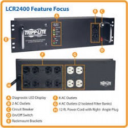 LCR2400 2400W 120V 3U Rack-Mount Power Conditioner with Automatic Voltage Regulation (AVR), AC Surge Protection, 14