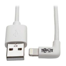 M100-003-LRA-WH Right-Angle Lightning Cable, USB Type-A to Lightning, 3 ft. Cord, Reversible Lightning Plug