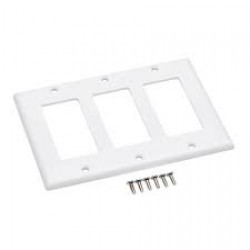 N042D-300-WH Triple-Gang Faceplate, Decora Style - Vertical, White