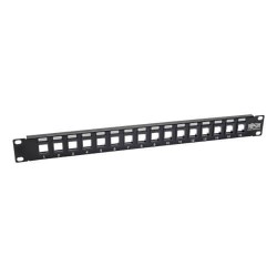 N062-016-KJ 16-Port 1U Rack-Mount Unshielded Blank Keystone/Multimedia Patch Panel, RJ45 Ethernet, USB, HDMI, Cat5e