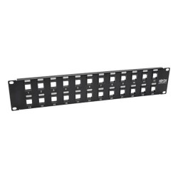 N062-024-KJ 24-Port 2U Rack-Mount Unshielded Blank Keystone/Multimedia Patch Panel, RJ45 Ethernet, USB, HDMI, Cat5e