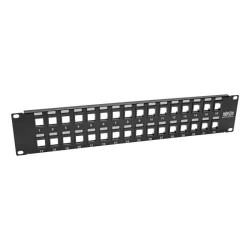 N062-032-KJ 32-Port 2U Rack-Mount Unshielded Blank Keystone/Multimedia Patch Panel, RJ45 Ethernet, USB, HDMI, Cat5e